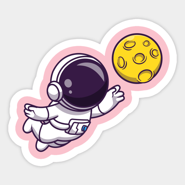 Astronaut Floating with Moon Cartoon Sticker by Catalyst Labs